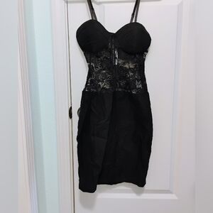 Body Central Black Strapless Lace Dress Sz S
